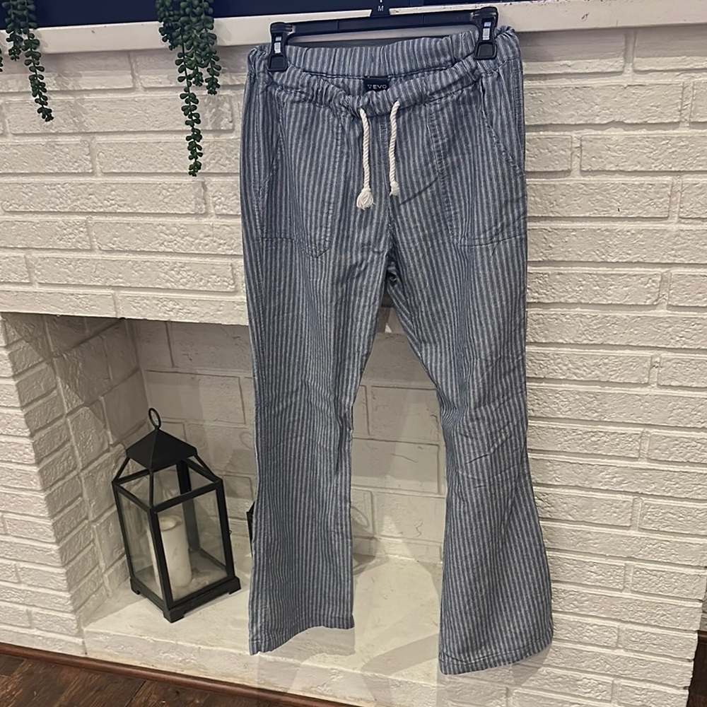 Zevo Blue and White Striped Pants